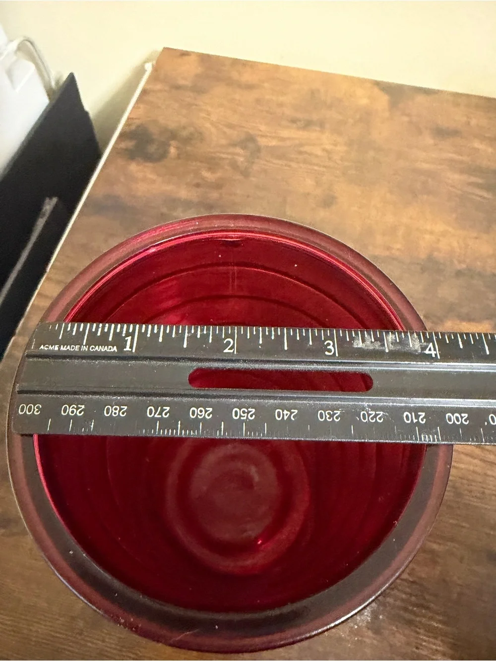 Red Hoosier Glass Vase- Swirl Texture- 8.5” Tall